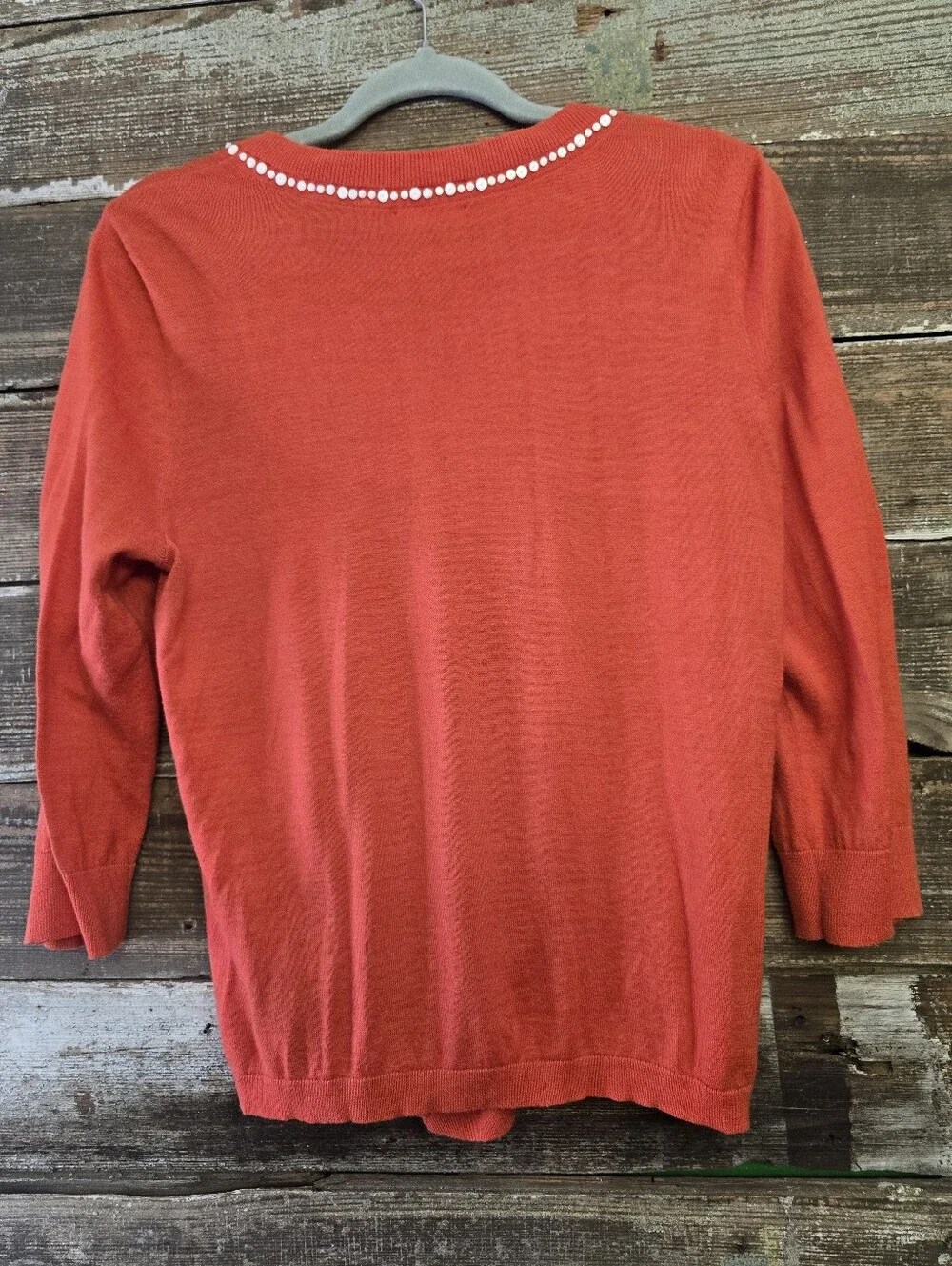 Kate Spade Embellished Coral V-Neck Button Cardigan Sweater, Size L